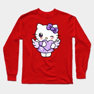 Purple Kitty Angel Long Sleeve T-Shirt